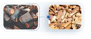 Бревна измельчаются в щепу