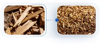 Древесные отходы измельчаются в опилки